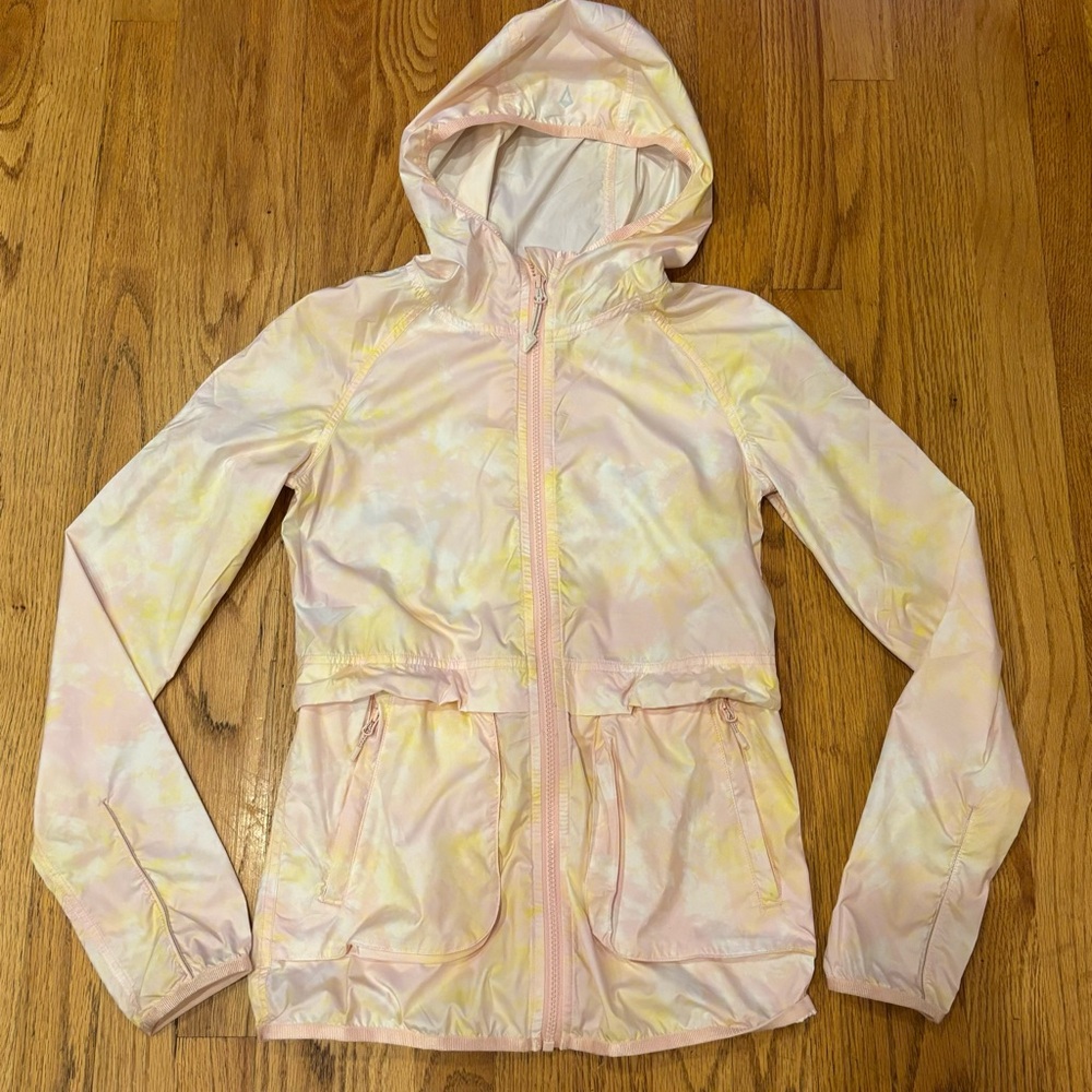 Ivivva by lululemon lightweight windbreaker rain yellow blended jacket size 12